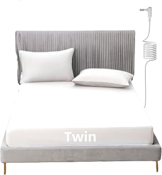 Grounding Sheet Twin Size with 15ft Cord, 90% Organic Cotton + 10% Silver Fiber, Conductive Earthing Bed Sheets for Better Sleep and Wellness White, Twin - 38"x75"x13"