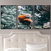 3 Piece Framed Canvas Wall Art Firefox Rustic Urban Canvas Prints Home Artwork Decoration for Living Room,Bedroom - 16
