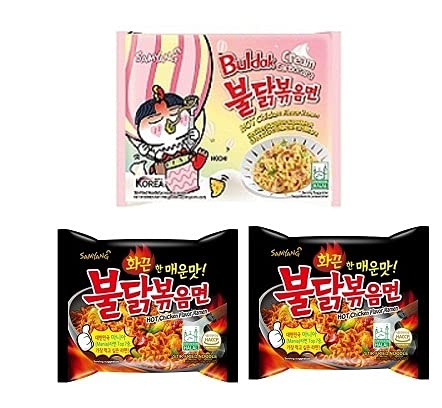 Sam Yang Buldak Stire Friednoodles 2&Buldak Cream Carbonara 1(Pack Of 3)(420Gm)(Imported)Instant Noodles Non-Vegetarian(3X140 G)(Combo Pack) (B09F9SBRPJ) Amazon Price History, Amazon Price Tracker