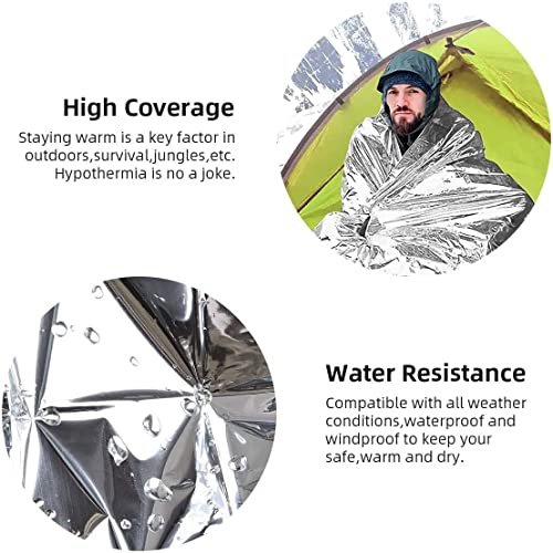 Image of GALAXYLENSE Emergency Mylar Thermal Blanket Survival First Aid Kits Army Outdoors Travel Hiking Camping Bug Out Trauma Desert All Weather Condition Protection (2 Packs Silver)