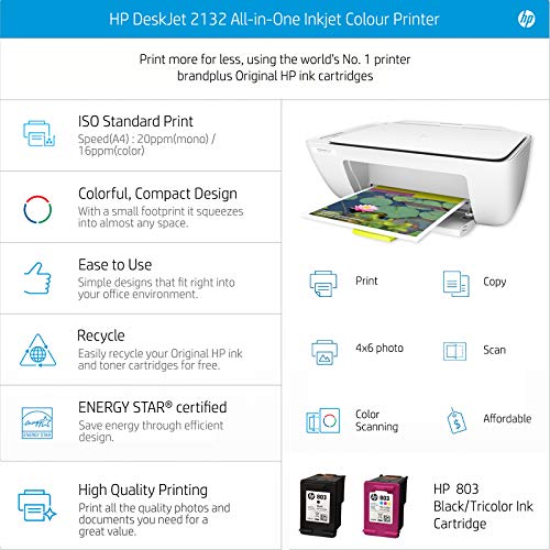 Image of HP DeskJet 2132 All-in-One Inkjet Colour Printer