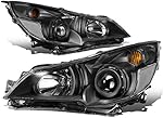 DNA Motoring HL-OH-SLEG10-BK-CL1 Black Housing Clear Corner Projector Headlights Replacement For 10-14 Legacy Outback