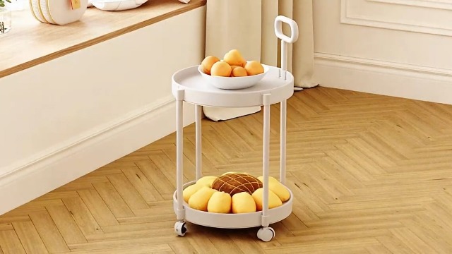 GOLDFAN Table Basse Ronde Table de Chevet Petite avec Plateau Amovible Bouts de Canapé pour Salon Chambre ou Bureau, 47,5 x 52,2 cm (Blanc