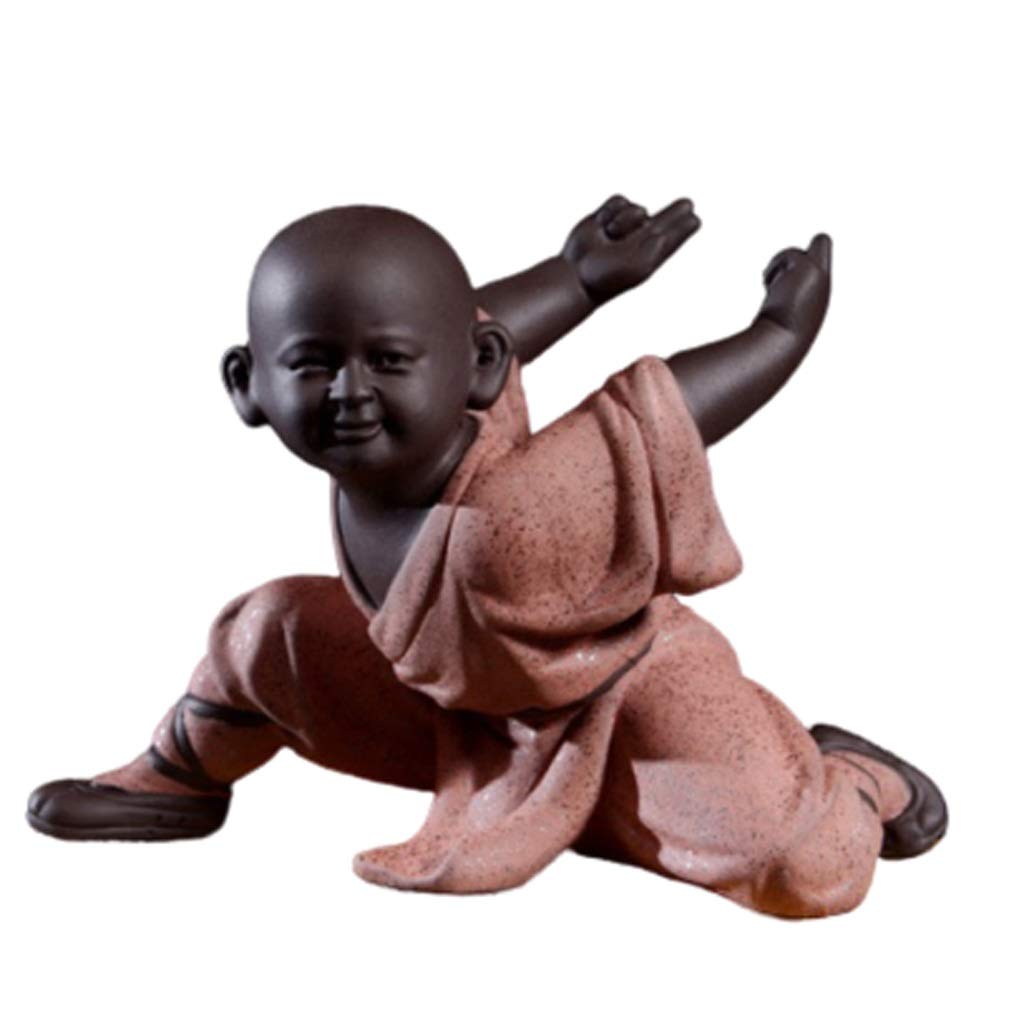 Estatuas de Buda Buda Estatua cerámica Linda decoración pequeña Monje Escultura Estatua casera decoración artesanía Conjunto de té Escultura 4.72 Pulgadas Decoracion (Color : A)