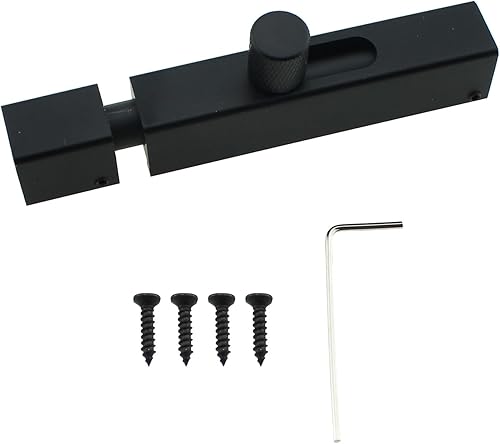 RLECS Cerradura de puerta de dormitorio de 2.953 in3 pulgadas, cerradura de refuerzo de puerta, cerradura deslizante de puerta interna de aluminio,