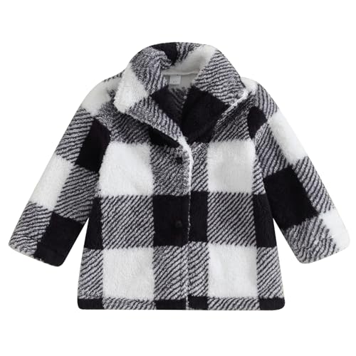Kids Boy Girl Plaid Jacket Long Sleeve Collared Button Down Fall Winter Jacket Outwear Warm Clothes
