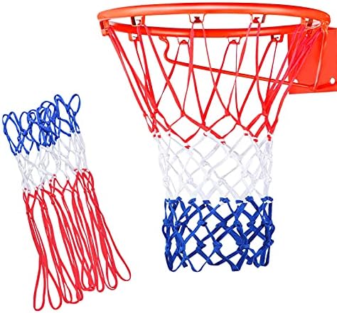 2 PCS Basketball Net Replacement, Heavy Duty Basketball Net, All-Weather Red/White/Blue Standard Basketball Hoop Nets, 12 Loops Basketball Net Replacement Fits, Accessories for Outdoor Indoor Sports