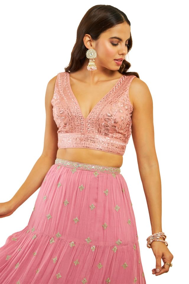 soch Womens Net Sequin Embellished V-Neck Back-Open Sleeveless Blouse-picture-29
