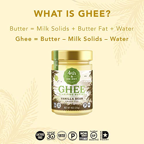 Vanilla Bean Grass-Fed Ghee Butter By 4Th & Heart, 9 Ounce, Keto, Pasture Raised, Non-Gmo, Lactose Free, Certified Paleo & Original Grass-Fed Ghee Butter By 4Th & Heart, 9 Ounce, Keto #TOP2