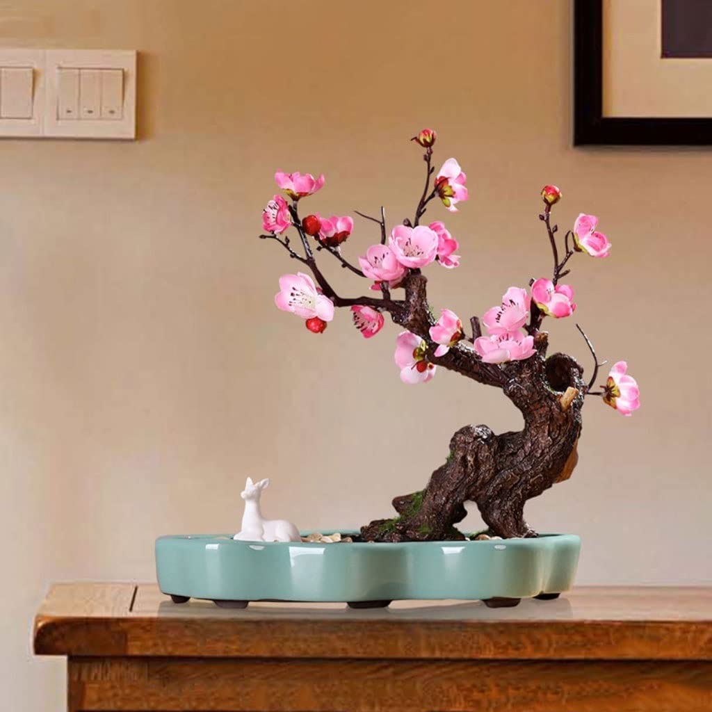 Knstlicher Bonsai-Baum Artificial bonsai trees simulation pink plum bonsai  indoor artificial bonzai tree tree bedroom plants for home decor indoor  bonzai trees Pflanzen Schreibtisch Dekor : Amazon.nl: Home & Kitchen