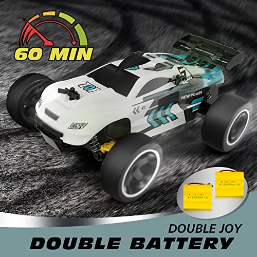 Tecnock Rc Racing Car, 2.4Ghz High Speed Remote Control Car, 1:18 2Wd Toy Cars Buggy For Boys & Girls With Two Rechargeable Batteries For Car, Gift For Kids (White) #TOP2