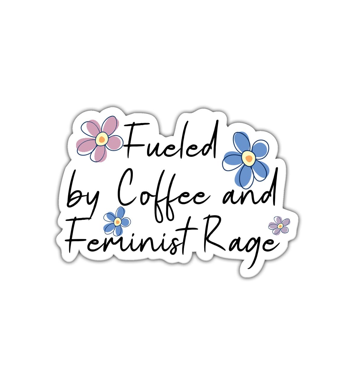 (3 Pcs) Fueled by Coffee and Feminist Rage Sticker 3x3 - Quote Sticker Gift for Women - Funny Feminism Sticker for Laptop - Water Bottle - Phone - Hilarious Sticker Gift for Girlfriend - Mom, White