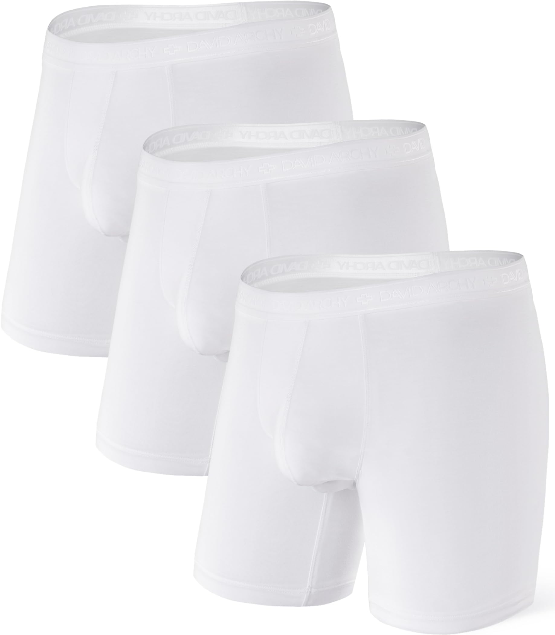 DAVID ARCHY Men's Modal Underwear Boxer Briefs & Trunks, Breathable Soft Anti-Chafe Comfort, Dual Pouch Support, 3 or 4 Pack