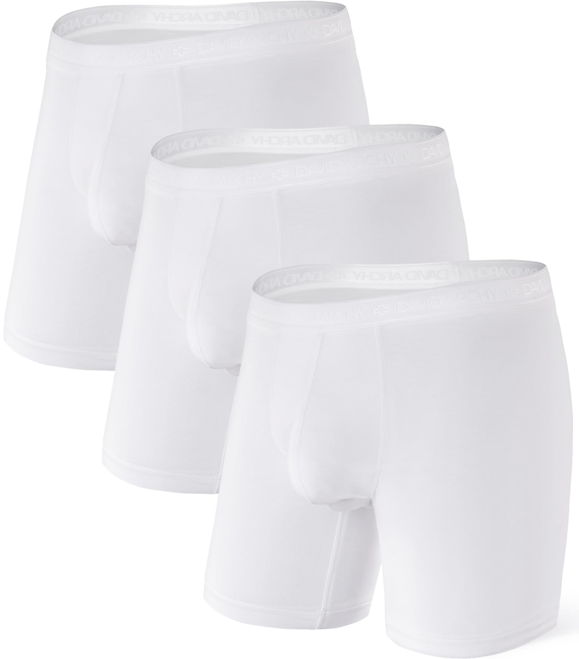 DAVID ARCHYMen's Boxer Briefs, Micro Modal Dual Pouch Trunks Support Ball Bulge Enhancing Underwear,Underwear For Man 3 Pack
