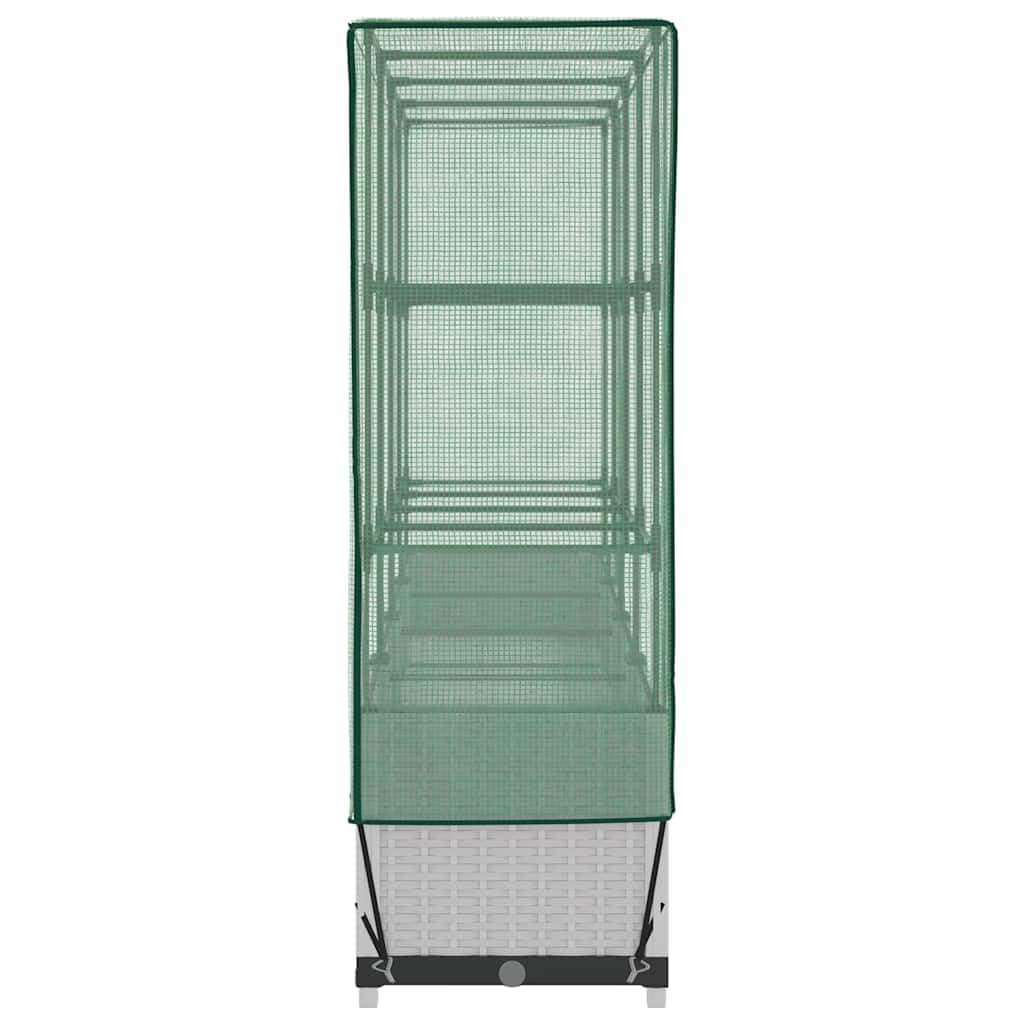 Jardiniere rialzata con rivestimento effetto rattan, 160 x 40 x 138 cm | Polipropilene, Ferro Telaio, Polietilene Copertura Impermeabile, Chiusura lampo Ventilazione, Per Piante Legumi Fiori