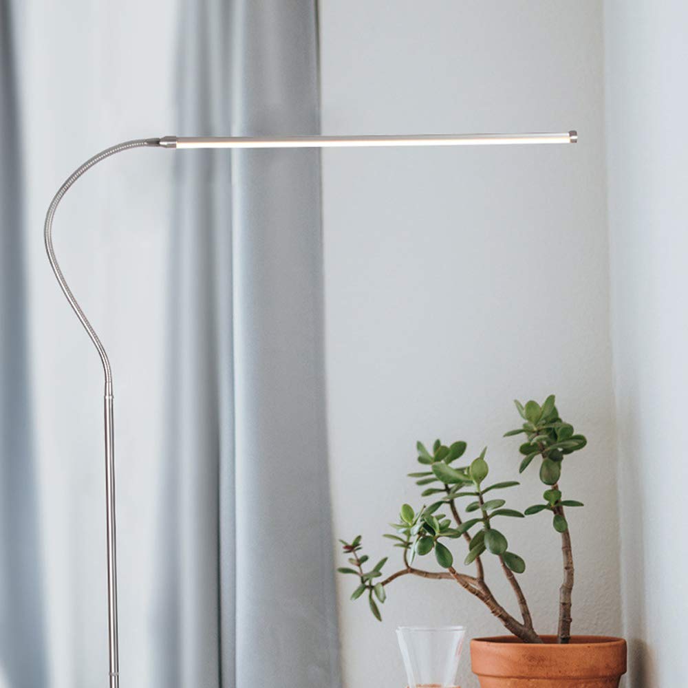 Lampa stojąca LED, nowoczesna ściemniana lampa stojąca z elastyczną szyjką łabędzią, pilot zdalnego sterowania, 3 temperatury barwowe, przełącznik nożny, metalowa lampa stojąca do salonu