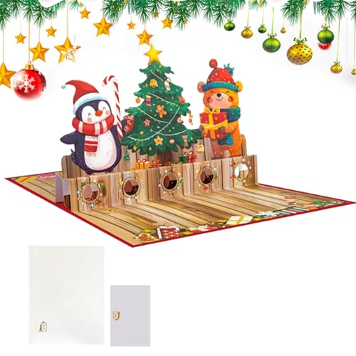 クリスマスカード 封筒付き | 3Dクリスマスツリーカード | マネーホルダー付きグリーティングカード 封筒付き 子ども 青年 大人 家族 友人用 冬の祝日 誕生日に最適 | 誕生日 友人向けギフト
