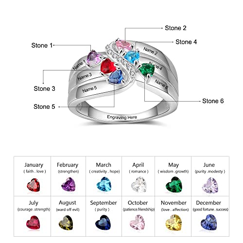 925 Sterling Silver for Women, Promise Ring for Her, Birthstones Rings for Women, Custom Mother Rings Jewelry Gift for Wife Mother as Birthday Mother's Day Gifts2