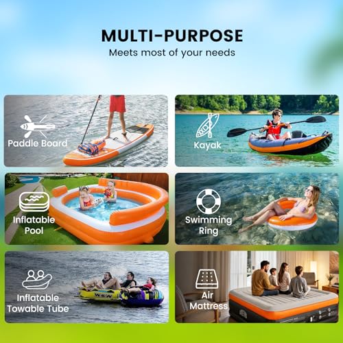 Image of Paddle Board Electric Pump, High Pressure SUP Pump with Inflation & Deflation, Auto-Off, Portable Air Pump for Inflatables and Kayaks