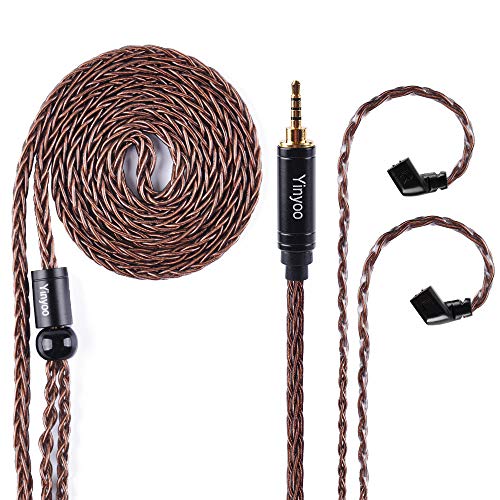 KZ ZS10 PRO IEM - Cable de extensión QDC de 2 metros para auriculares EDX PRO/Castor/CCA CRA, KBEAR ST12 Plus 8 Core 4N OFC cable chapado en plata (marrón, 2 pines empotrados, enchufe de 2,5 mm)