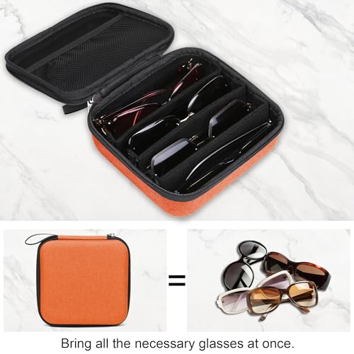 Image of Bukere Travel Sunglasses Organizer Case Adjustable Slot For Multiple Eyeglasses Hard-shell Portable Storage Box for Men Women