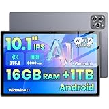 2026 Android15 Tablet with Gemini AI, 16GB+1TB Expand, 10.1 inch Tablet,Octa-core CPU, Dual Camera, WiFi6, 6000mAh,Widevine L1, Split Screen, Family & Work (Gray)