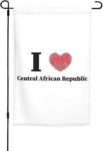 POOEDSO I Love Central African Republic Garden Flags 12x18Inch Double Sided Outdoor Yard Decoration Garden Flag For Patio Lawn Home Welcome Flags
