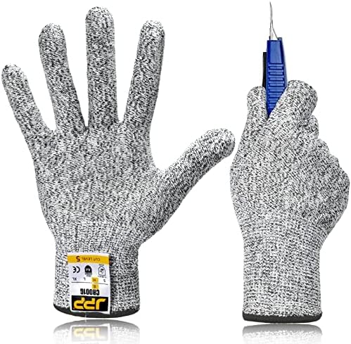 JPP Premium Cut Resistant Gloves, Cutting Proof CE Level 5 Protection, Food Grade Safe, Ambidextrous, 3D-Comfort Fit, Machine Washable, Dexterity, Lightweight, 1 Pair, Size 7, Small