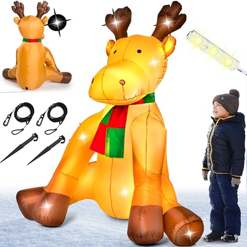 MONZANA® Renne de noël gonflable 180 cm éclairage LED matériel de fixation IP44 décoration Noël extérieur personnage figurine Noël autogonflant