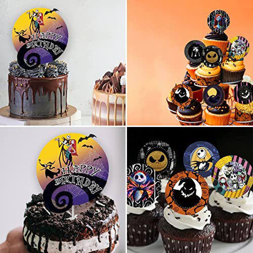 Cailess Birthday Party Decorations - Nightmare Before Christmas Party Supplies 104Pcs, Included Birthday Banner Tablecloth Cake Toppers Balloon Hanging Swirls And Stickers For Kids Birthday Party #TOP4