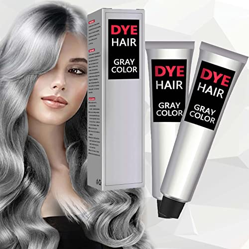 Silver Gray Natural Hair Dye Cream, silver hair dye, silver hair dye permanent, silver hair color, natural hair products, Unisex Fashion Dye, Silver Gray Hair Dye Cream for All Hair Types (2 PCS)