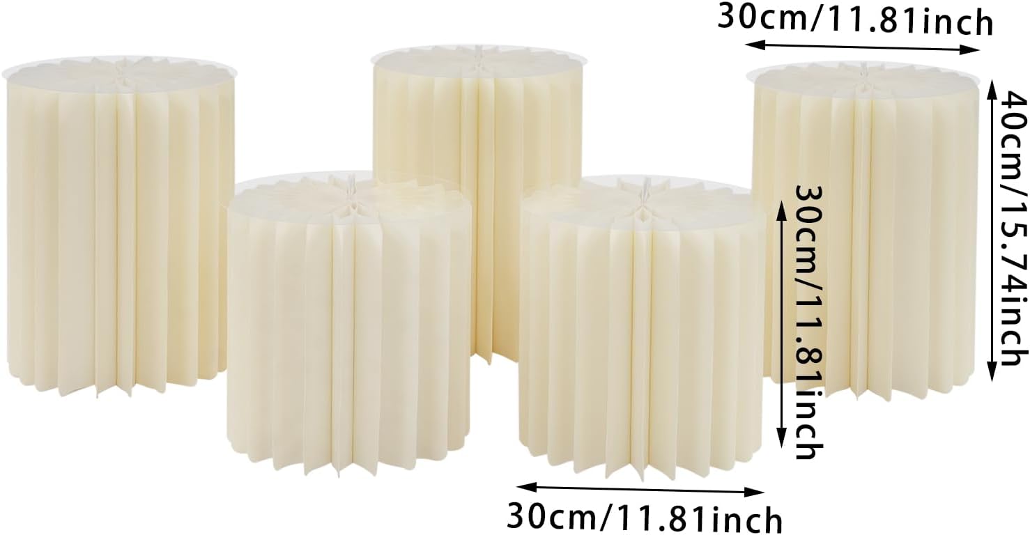5Pcs Buffet Risers, White Food Risers for Table, Foldable Cake Display Stands, Tall Cardboard Cupcakes Stand for Show Catering Desserts Jewelry Wedding Birthday Party Decoration