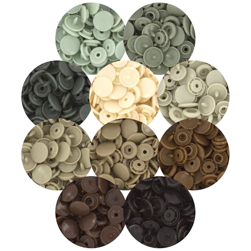 I Like Big Buttons! Starter Pack of 250 Complete KAM Snaps/Plastic Snap Sets for No Sew Fasteners/Cloth Diaper/Sewing/Unpaper Towels/Nappies/Buttons/Mama Pads (Earth Tones)