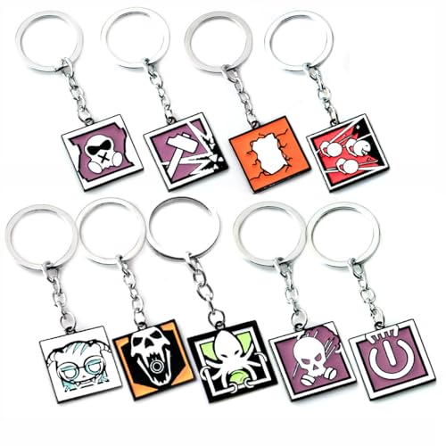 9 Pcs Rainbows Six Schlüsselanhänger Game Figur Logo Auto Accessories Rainbows Six Metal Anhänger Kette