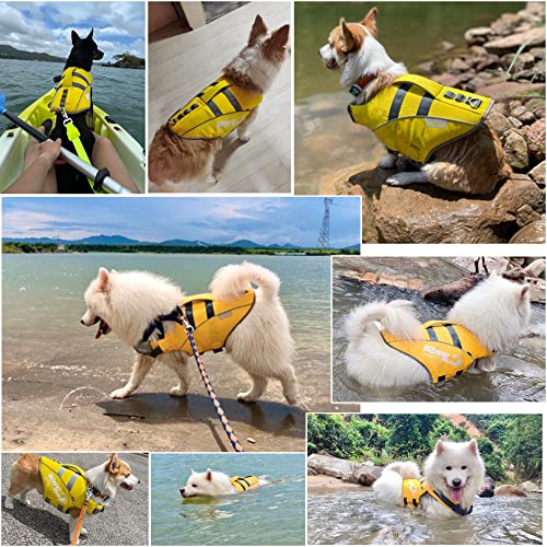 Zooland Dog Life Jacket, Life Vest Reflective Stripes Adjustable Belt For Dog With Rescue Handle For Swimming Yellow Xl #TOP4