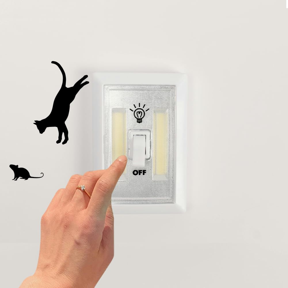 AHANDMAKER Lot de 6 autocollants muraux créatifs en forme de silhouette de chat pour interrupteur, prises, rebord, véhicule et décoration d'intérieur