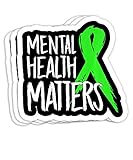 Mental Health Matters Suicide Awareness Ribbon Design Gift Decorations - 4x3 Vinyl Stickers, Laptop Decal, Water Bottle Sticker (Set of 3)
