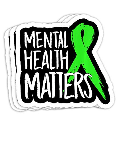 Mental Health Matters Suicide Awareness Ribbon Design Gift Decorations - 4x3 Vinyl Stickers, Laptop Decal, Water Bottle Sticker (Set of 3)