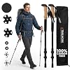 3K Carbon Fiber Hiking & Trekking Poles, Collapsible Lightweight | Contoured Cork Grips, Tungsten Carbide Tips, Set of 2, 7.7 oz Each, 24.5-54in Adjustable, Snow & Mud Baskets