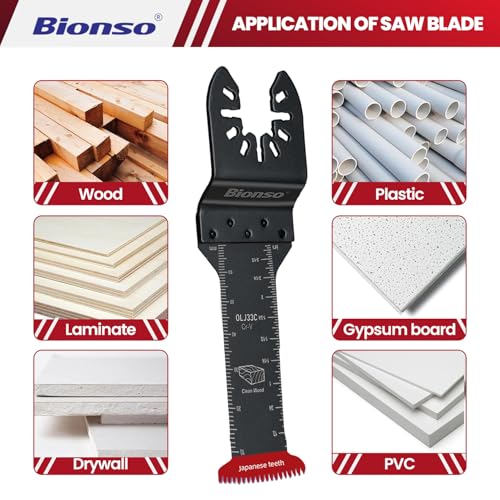 Bionso 5 PCS Japanese Tooth Oscillating Saw Blades Wood Extra Long Reach Double-Row Teeth Multitool Blades Clean Cutting for Wood and Plastic Quick Release Blades Fit Dewalt Ryobi Milwaukee Makita 5 Bionso 5 PCS Japanese Tooth Oscillating Saw Blades Wood Extra Long Reach Double-Row Teeth Multitool Blades Clean Cutting for Wood and Plastic Quick Release Blades Fit Dewalt Ryobi Milwaukee Makita - Image 5