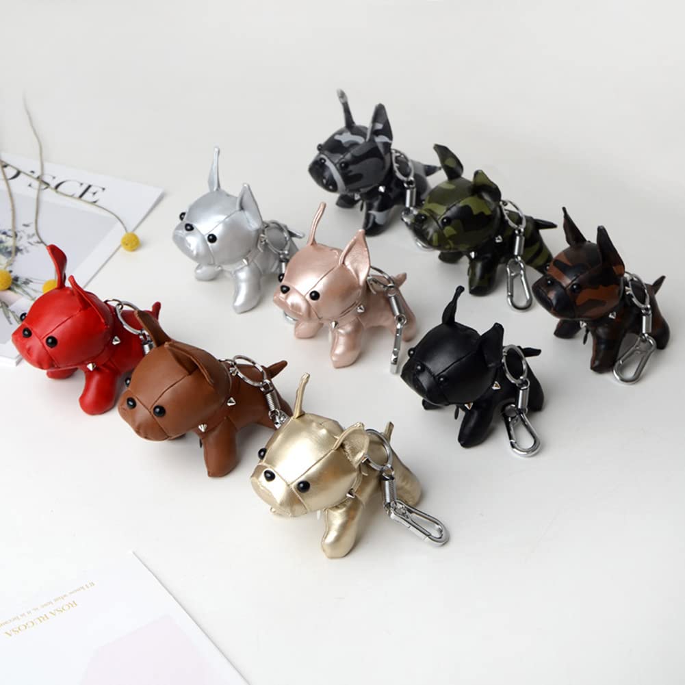 MIFANI Schlüsselanhänger mit französischer Bulldogge, niedlicher Hund, Metallring, Auto-Schlüsselanhänger, Taschenanhänger, Auto-Anhänger, passend for Geldbörse, Handtasche, Rucksack (Color : Roze)