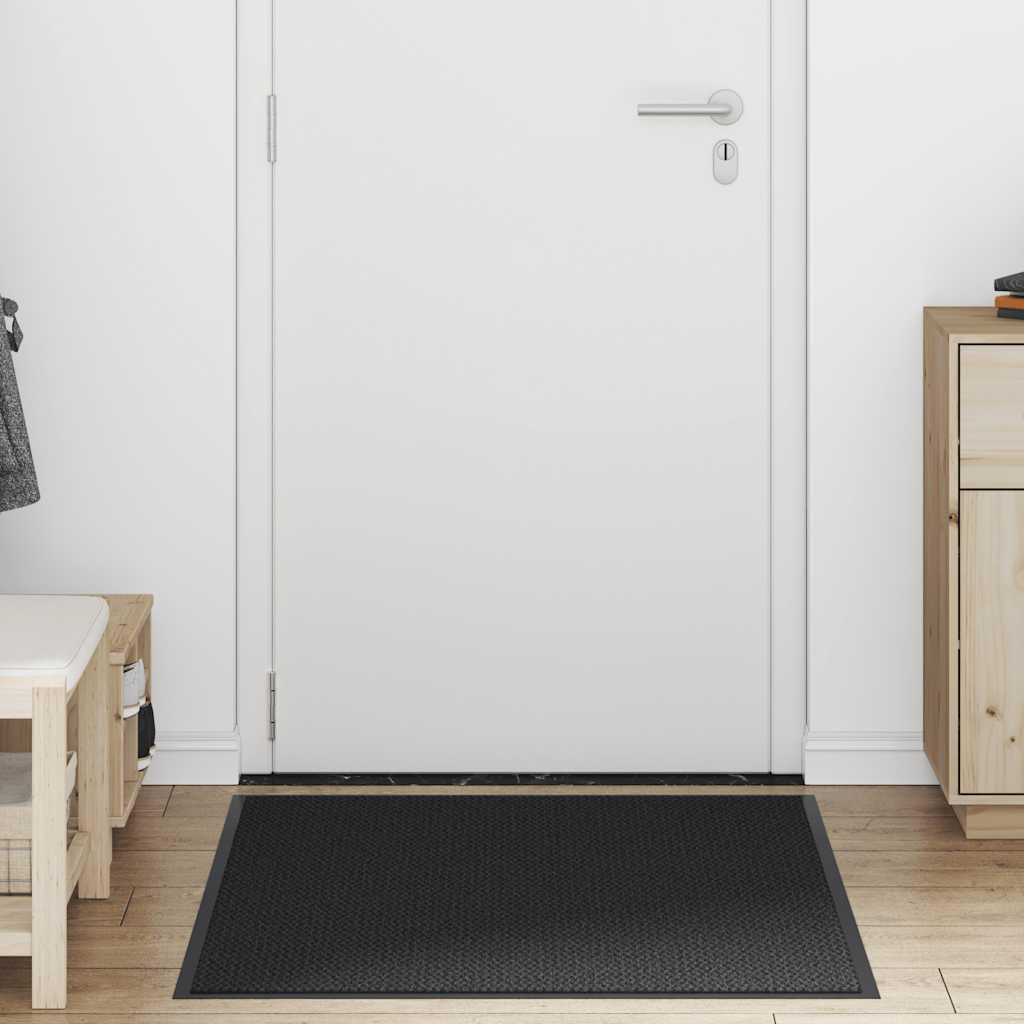 Zerbino nero 90 x 120 cm, robusto zerbino in polipropilene e PVC, antiscivolo, per corridoio, ingresso e terrazza coperta