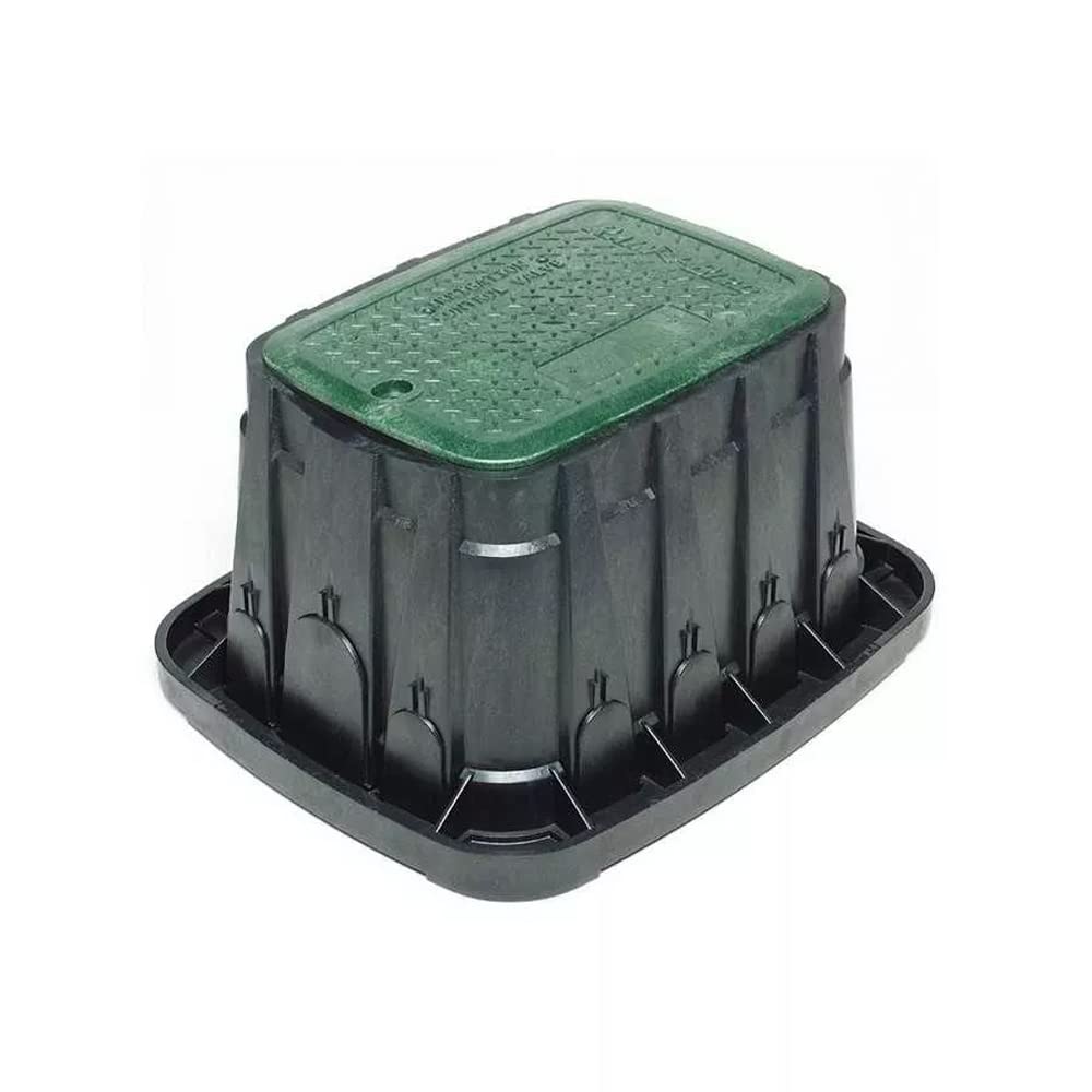 Arqueta HDPE Jumbo con cuerpo negro y tapa verde con Tapa de Cierre con Tornillo [70 x 53 x 31cm] 2 lengüetas grandes, tuberías hasta 75mm + 11 lengüetas tuberías hasta 0,5cm.