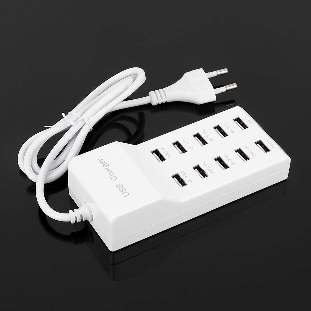 Caricatore USB Multiplo, 10 Porte Presa USB Ciabatta de Parete Multipresa da 40w, Stazione di Ricarica Rapida per più Dispositivi Compatibile con 12/13/14/Xs/X/iPad/iPod/Laptop/Smartphone