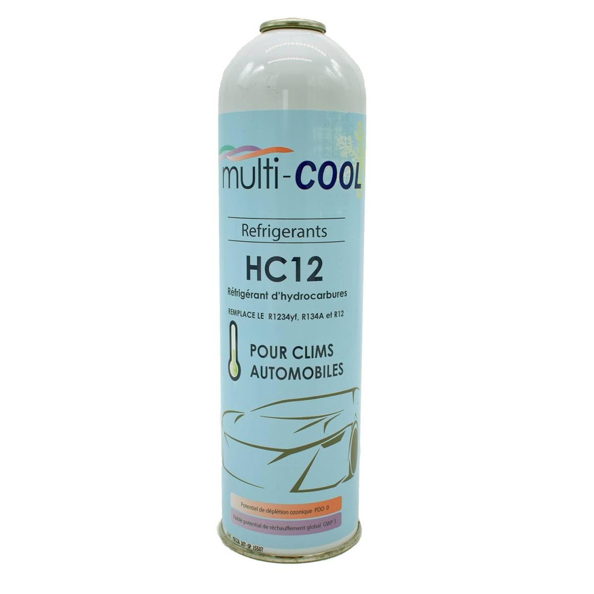 Canette réfrigérant MULTICOOL 12a, remplace le r12, r134a et 1234yf - 420 grs, avec filetage 1/2 ACME