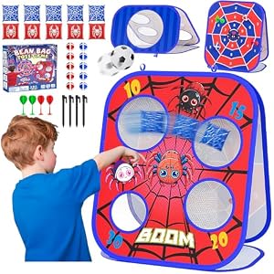 Spider Bean Bag Toss Game Cornhole Board Set Outdoor Toys for Kids Ages 3-8