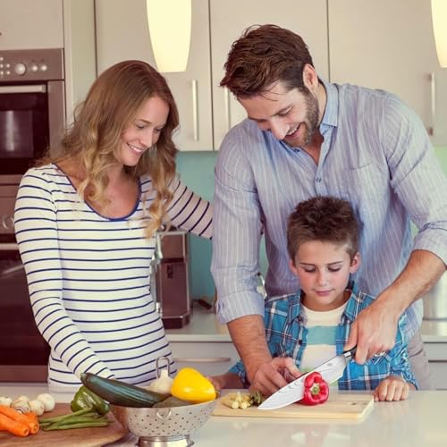 Image of Professional Chef Knife - 8 Inch Japanese Style Kitchen Knife with Hammered Stainless Steel Blade & Wood Handle-Ultra Sharp Multipurpose for Vegetables & More (Cover Knife)