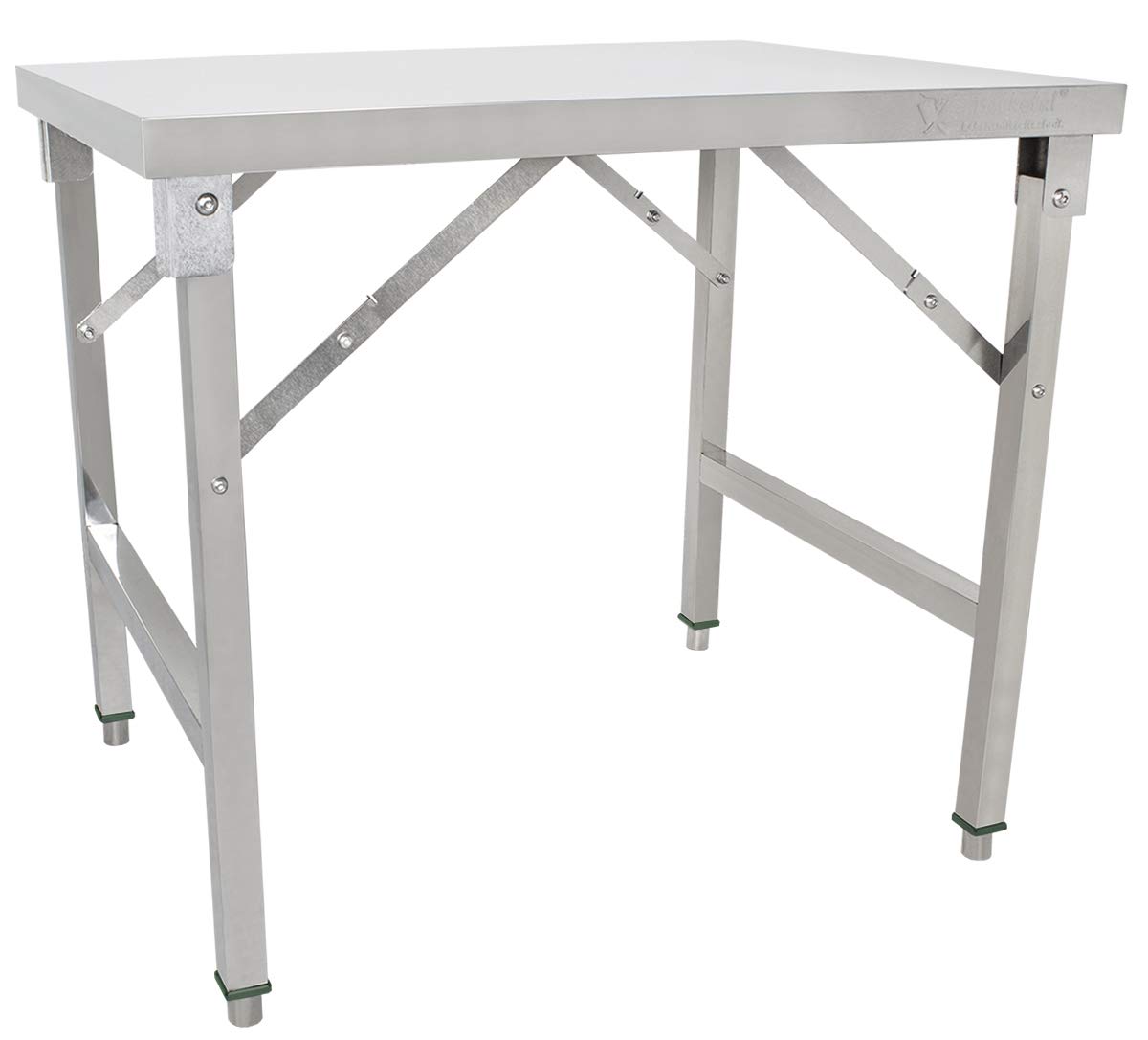 Beeketal 'BA90-70K' Edelstahl Küchen Arbeitstisch klappbar mit 110 kg Tragkraft und justierbaren Stellfüßen, Abmessung Klapptisch aufgebaut (L/B/H): ca. 900 x 690 x 800 mm
