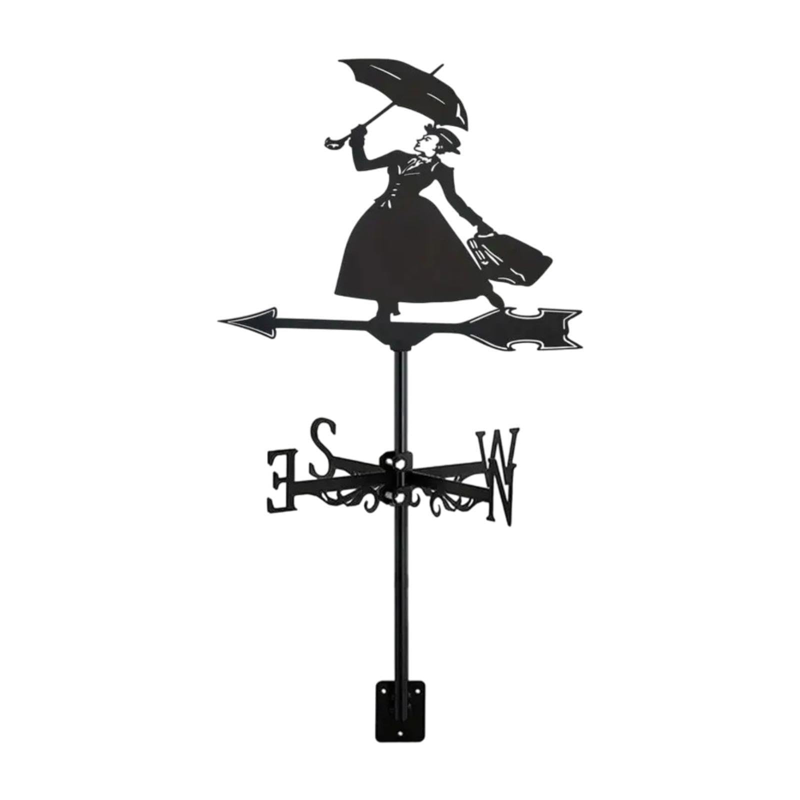 Mophrati Direction Indicator Features Iron Fence Wind Measuring Tool Metal Lady Figurine Weather Vane For Outdoor Decor Metal Wind Vane Outdoor Yard Crane