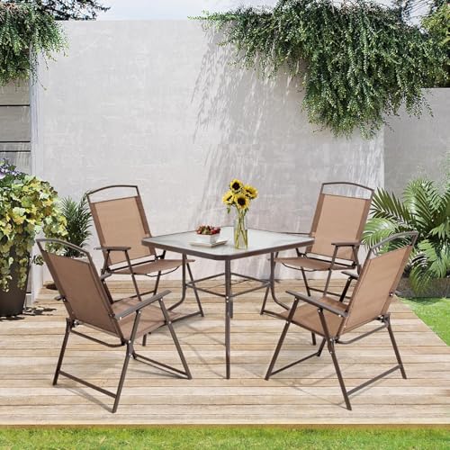 Crestlive Products 5 Piece Patio Dining Set with 4 Folding